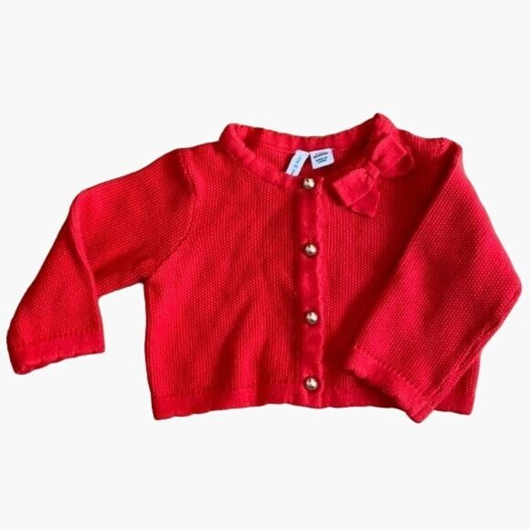 JANIE and JACK Cardigan Bow Sweater Red Size 6 - 9 Months New without Tags Holid - Picture 1 of 6